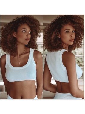 Gooseberry Intimates Les Girls Rib Crop Top in White- S